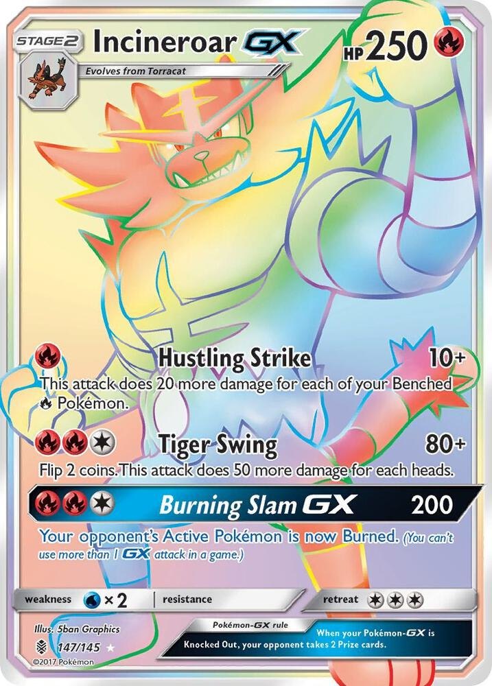 Incineroar GX (Secret) - 147/145 - SM - Guardians Rising (SM02) (MP)