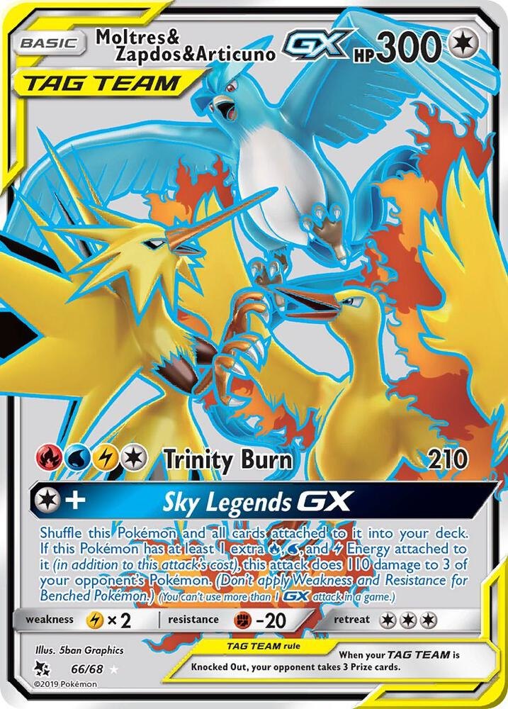 Moltres & Zapdos & Articuno GX (Full Art) - 66/68 - Hidden Fates (HIF) (MP)