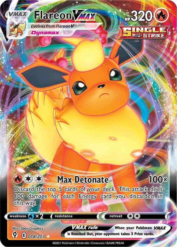 Flareon VMAX - 018/203 - SWSH07: Evolving Skies (SWSH07) (NM)