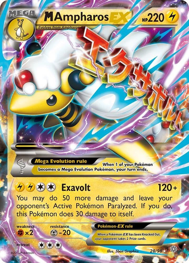 M Ampharos EX - 28/98 - XY - Ancient Origins (AOR) (MP)