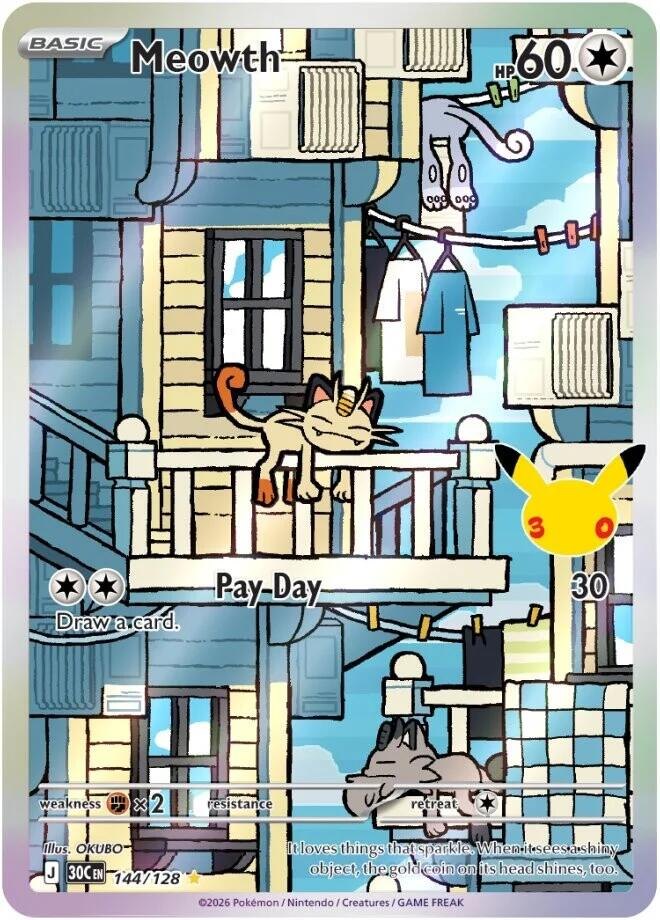 Meowth - 144/128 - ME: 30th Celebration (30C) (NM)
