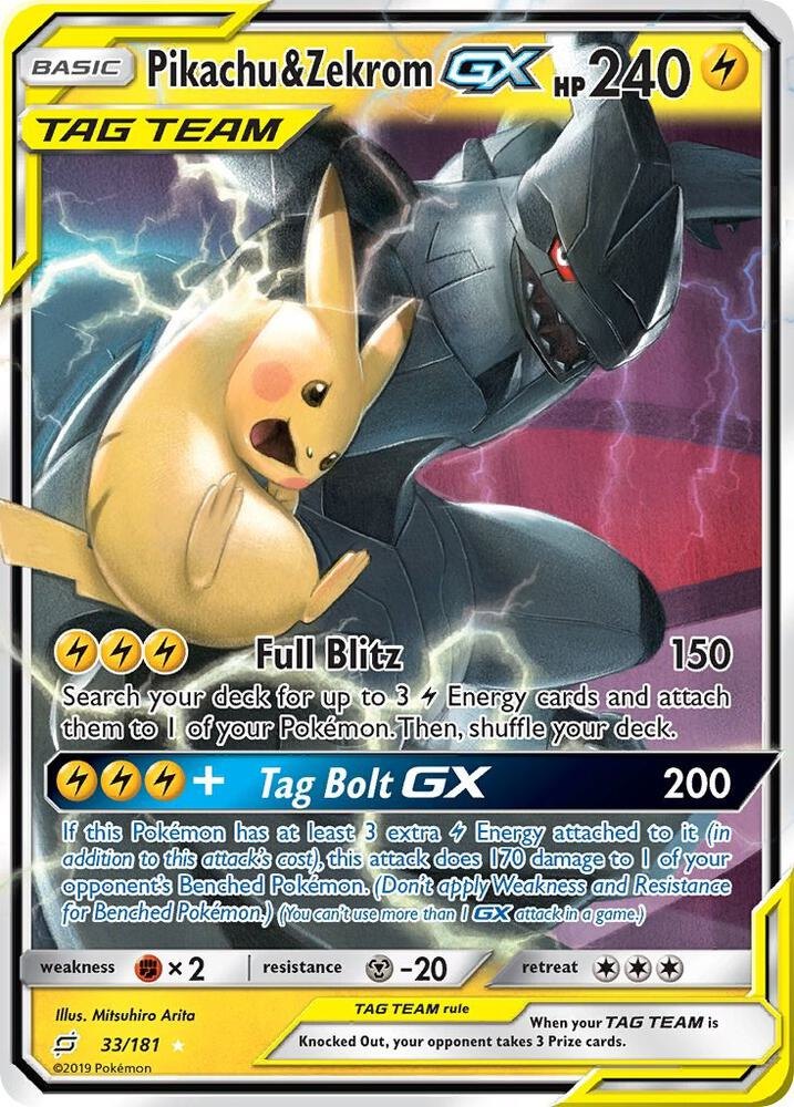 Pikachu & Zekrom GX - 33/181 - SM - Team Up (SM9) (NM)