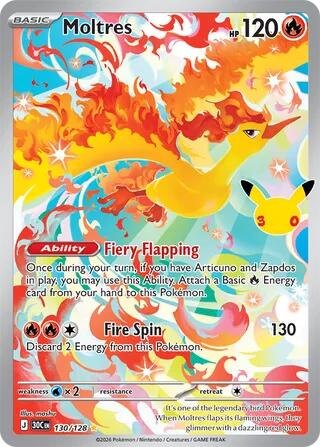Moltres - 130/128 - ME: 30th Celebration (30C) (NM)
