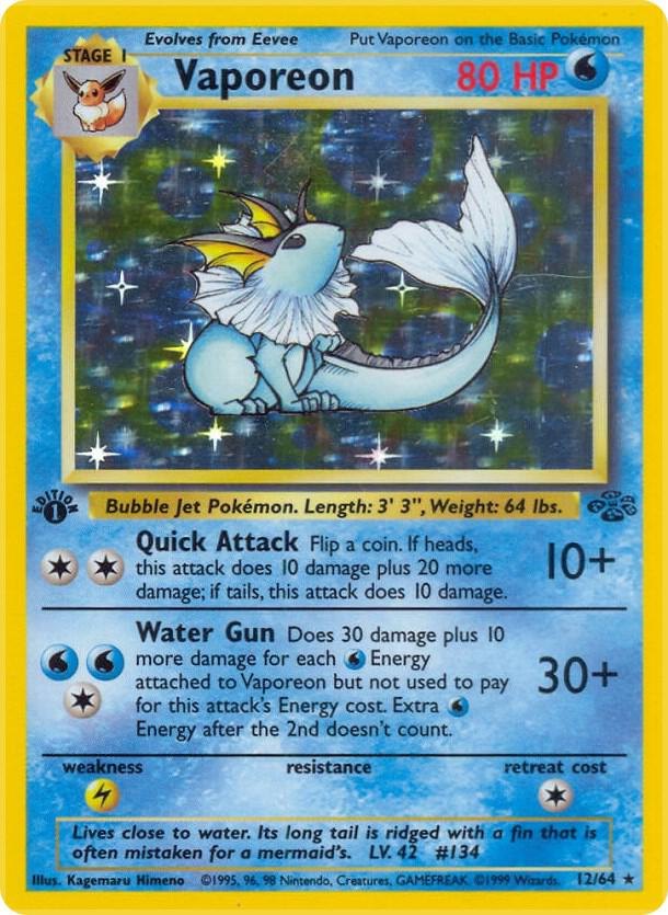 Vaporeon (12) (Unlimited Holofoil) - 12/64 - Jungle (JU) (LP)