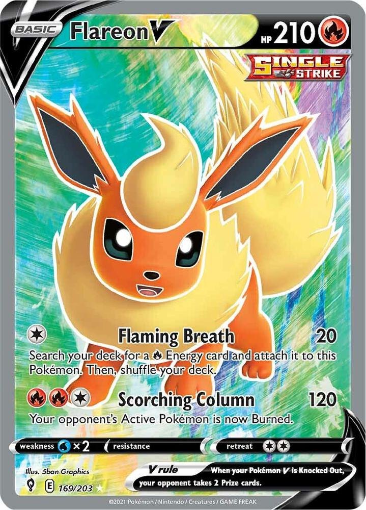 Flareon V (Full Art) - 169/203 - SWSH07: Evolving Skies (SWSH07) (NM)