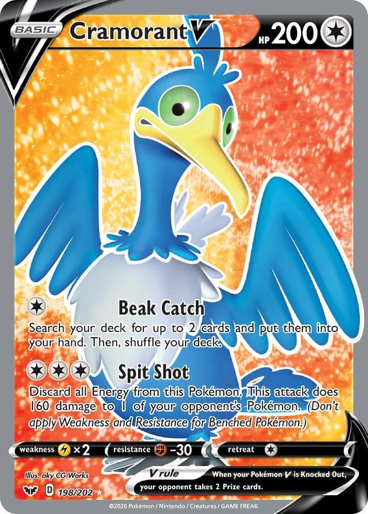 Cramorant V (Full Art) - 198/202 - SWSH01: Sword & Shield Base Set (SWSH01) (NM)
