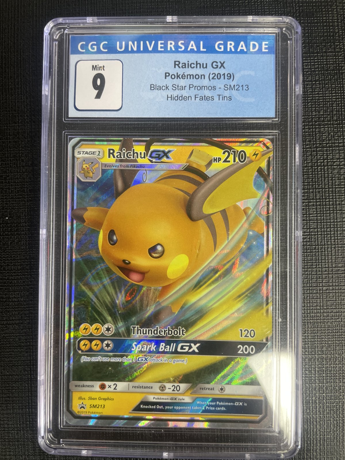 Raichu GX Pokemon (2019) Black Star Promos-sm213 Hidden Fates Tins CGC 9 Mint
