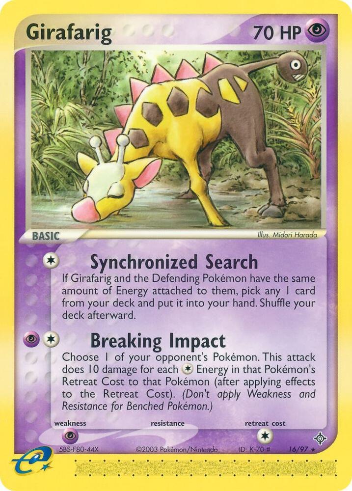 Girafarig (Reverse Holofoil) - 16/97 - EX Dragon (DR) (NM)