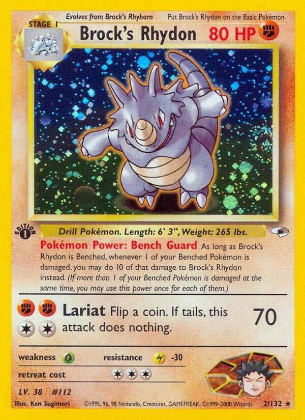 Brock's Rhydon (Unlimited Holofoil) - 002/132 - Gym Heroes (G1) (NM)